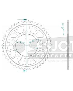 Steel rear sprocket 43 teeth