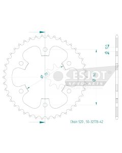 Steel rear sprocket 42 teeth