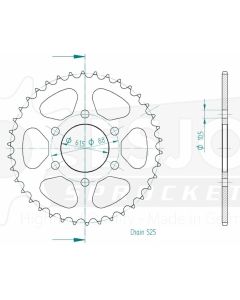 Steel rear sprocket 38 teeth