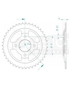 Steel rear sprocket 43 teeth