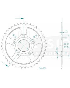 Steel rear sprocket 43 teeth