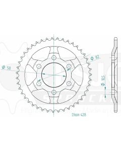 Steel rear sprocket 43 teeth