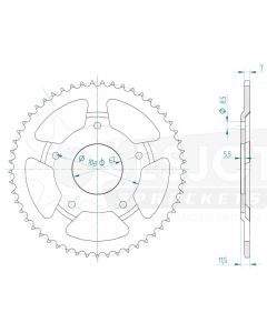 Steel rear sprocket 55 teeth