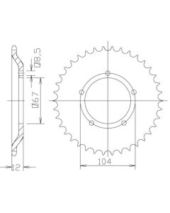 Steel rear sprocket 55 teeth