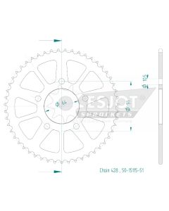 Steel rear sprocket 51 teeth