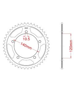 Aluminium rear sprocket 44 teeth