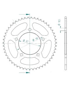 Steel rear sprocket 51 teeth