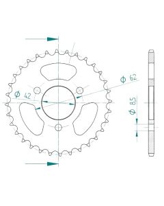 Steel rear sprocket 24 teeth