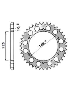 Steel rear sprocket 42 teeth