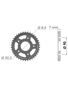 Steel rear sprocket 38 teeth