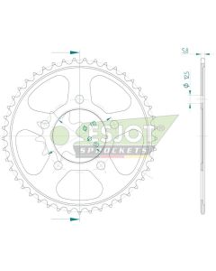 Steel rear sprocket 42 teeth