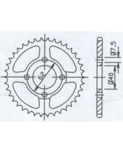 Steel rear sprocket 52 teeth