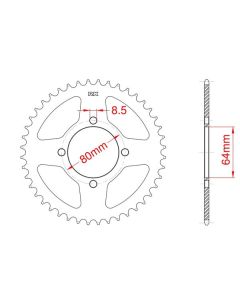 Steel rear sprocket 43 teeth