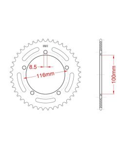 Steel rear sprocket 44 teeth