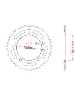 Aluminium rear sprocket 44 teeth