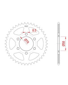 Steel rear sprocket 38 teeth