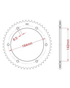 Steel rear sprocket 52 teeth