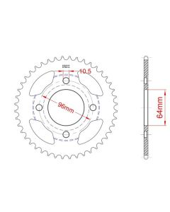 Steel rear sprocket 44 teeth