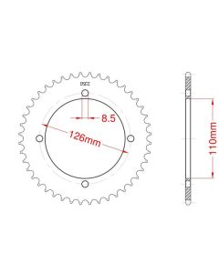 Steel rear sprocket 44 teeth