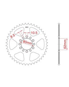 Aluminium rear sprocket 51 teeth