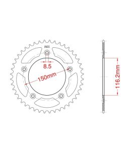 Aluminium rear sprocket 38 teeth