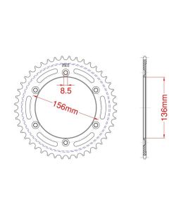 Aluminium rear sprocket 44 teeth