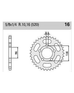 Steel rear sprocket 44 teeth