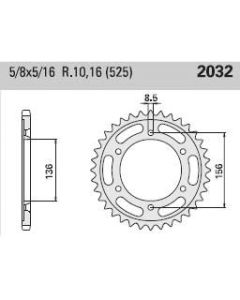 Steel rear sprocket 43 teeth