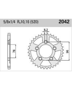 Steel rear sprocket 43 teeth