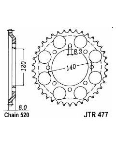 Steel rear sprocket 43 teeth