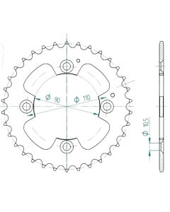 Steel rear sprocket 32 teeth