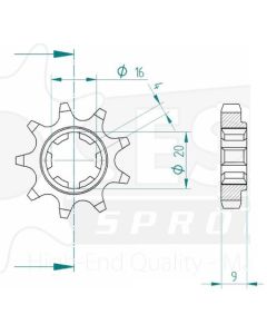 Front sprocket 9 teeth