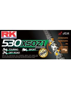 Chaine RK 530 XW'Ring hyper renforcée dorée. 118 M