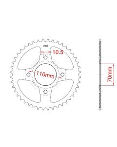 Couronne acier C45 haute résistance 44 dents