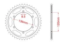 Couronne acier C45 haute résistance 44 dents