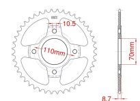 Achtertandwiel staal C45 versterkt 41 tanden