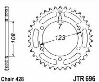 Achtertandwiel staal 53 tanden (pas=428)